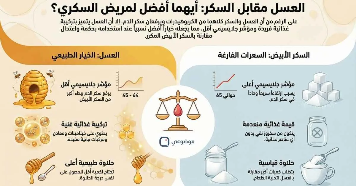 الفرق الجوهري بين العسل والسكر الأبيض